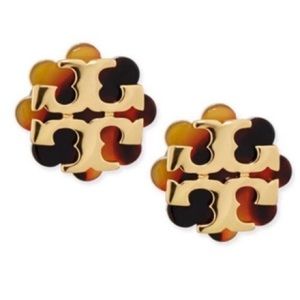Tory Burch Logo Flower Two Tone Stud